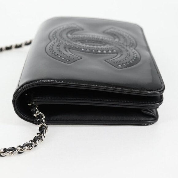 CHANEL Chain Shoulder Bag Enamel Black CC Auth - Picture 4 of 16